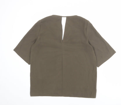 River Island Womens Green Polyester Basic Blouse Size 10 V-Neck