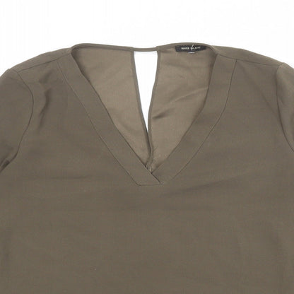 River Island Womens Green Polyester Basic Blouse Size 10 V-Neck