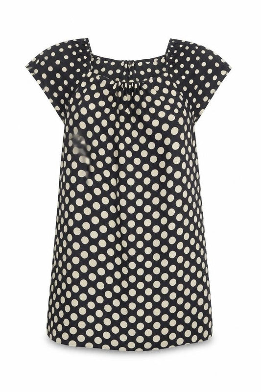 Next Womens Black Polka Dot Polyester A-Line Size 12 Square Neck Pullover