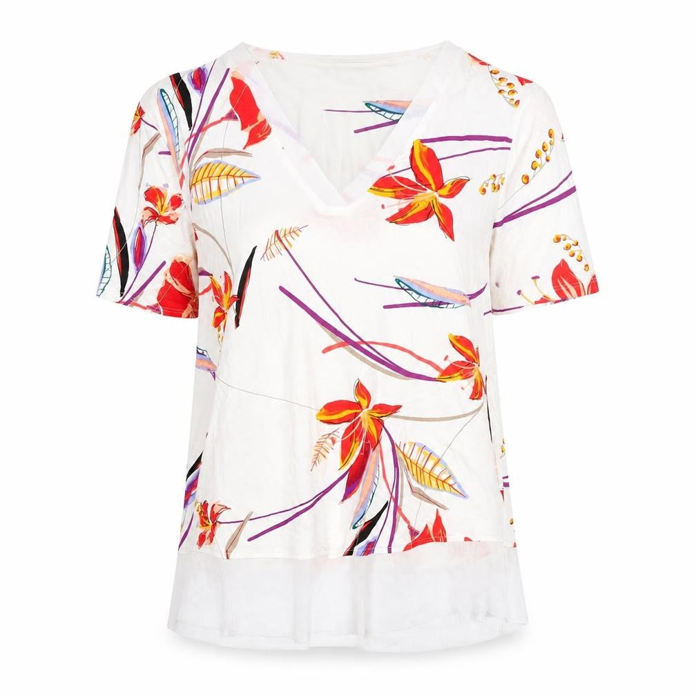 Marks & Spencer Womens White Geometric Viscose Basic Blouse Size 10 V-Neck