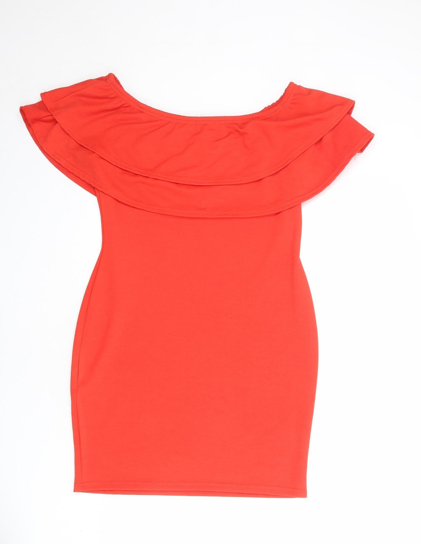 New Look Womens Red Polyester Shift Size 14 Off the Shoulder Pullover