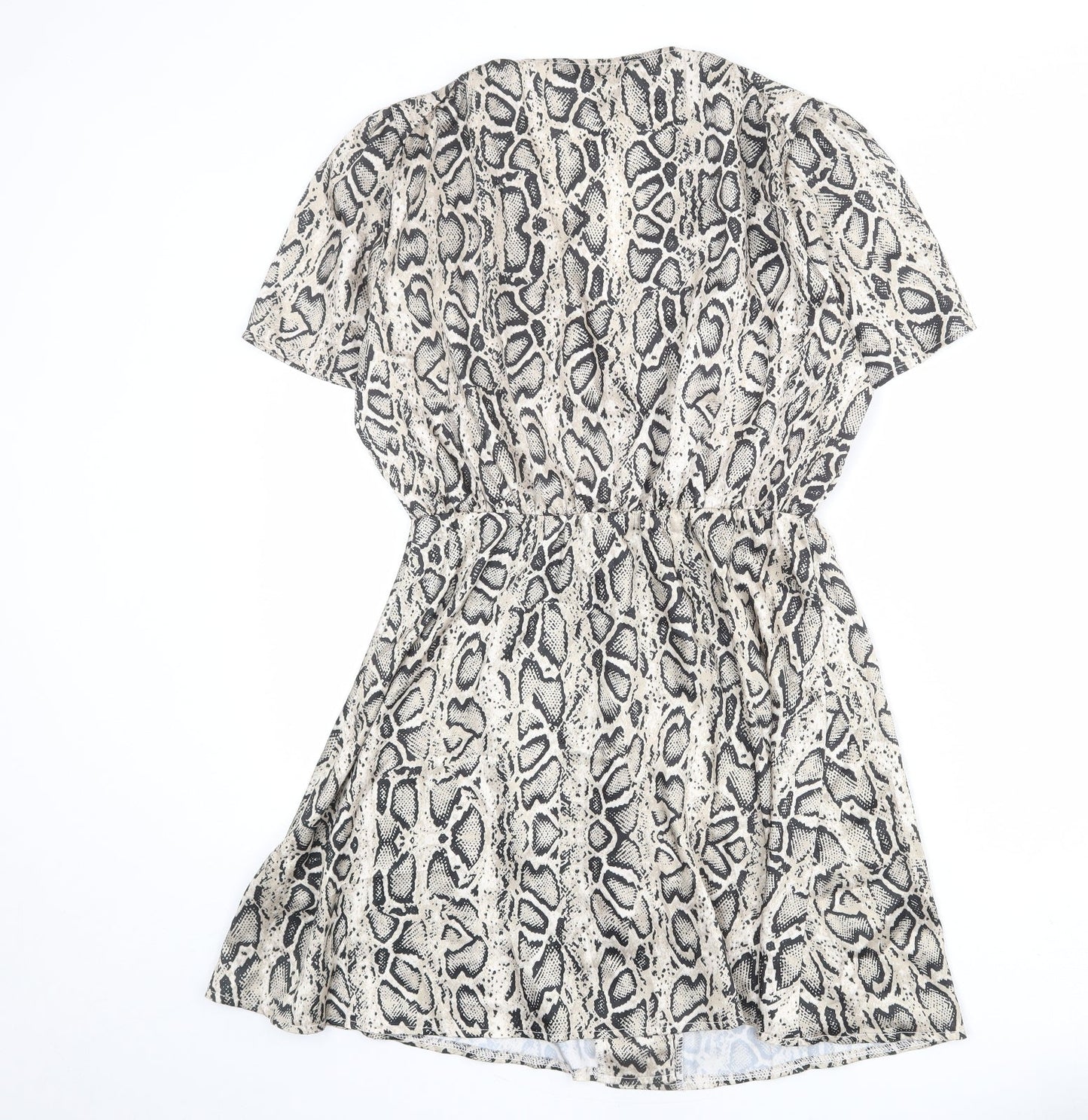 Cameo Rose Womens Beige Animal Print Polyester A-Line Size 10 V-Neck Button - Snake Skin Print