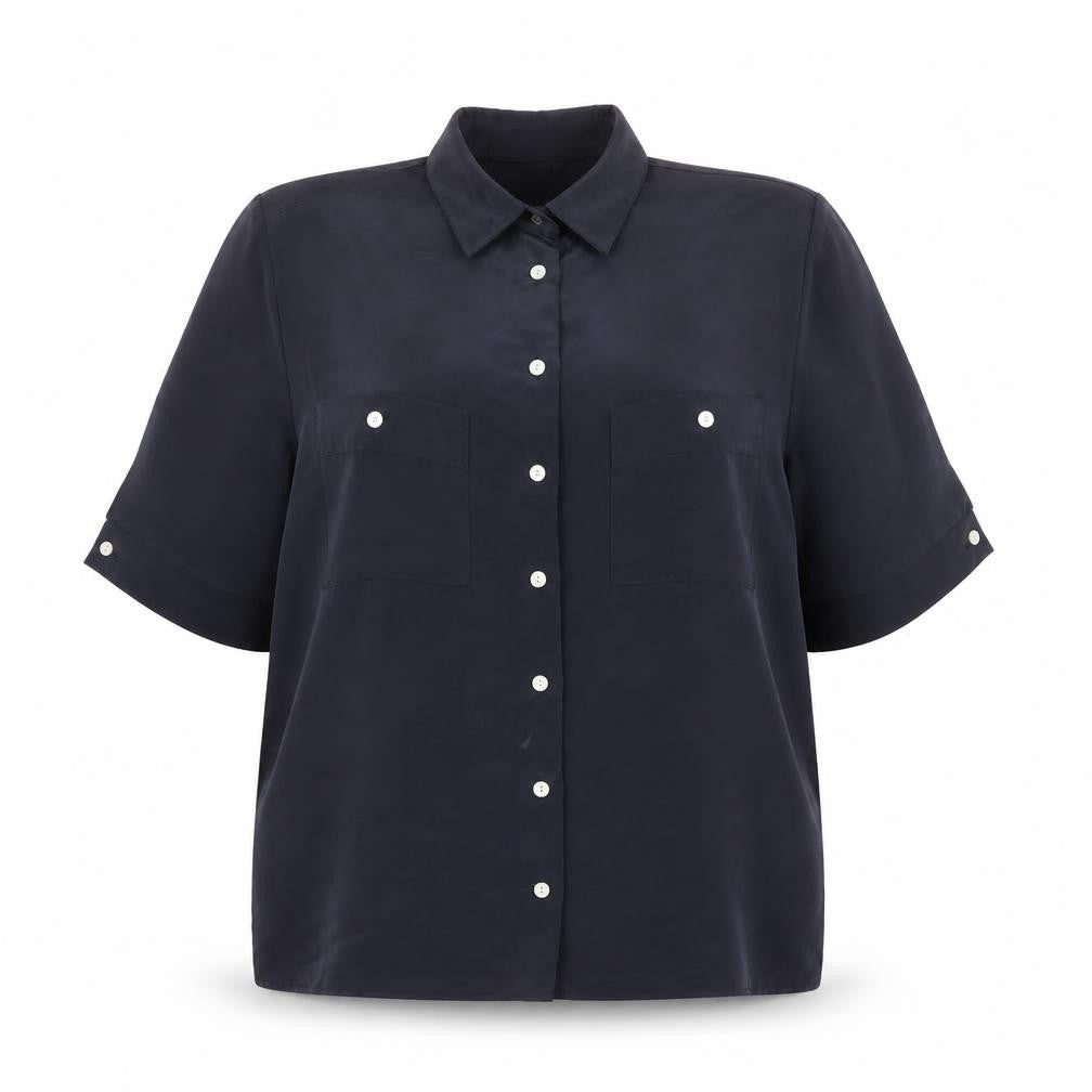 Planet Womens Blue Polyester Basic Button-Up Size 14 Collared