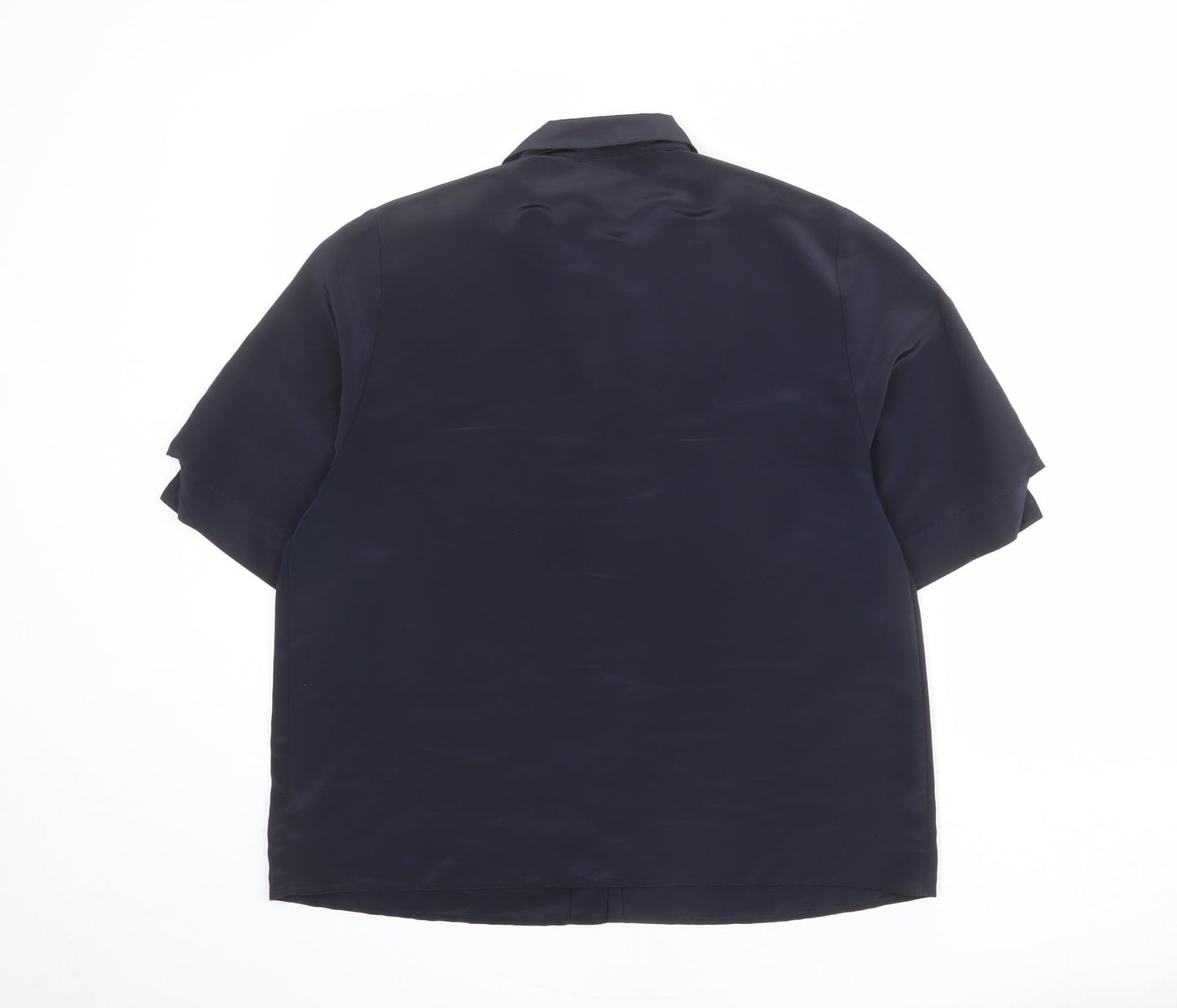 Planet Womens Blue Polyester Basic Button-Up Size 14 Collared