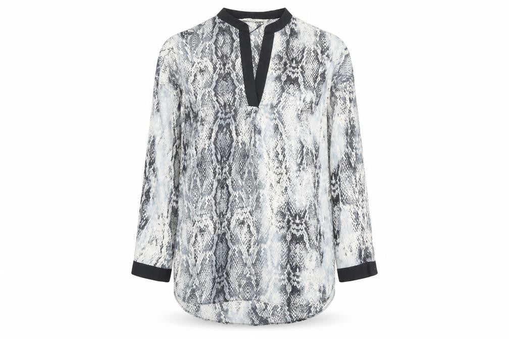 Zara Womens Multicoloured Animal Print Polyester Basic Blouse Size S V-Neck - Snake Print
