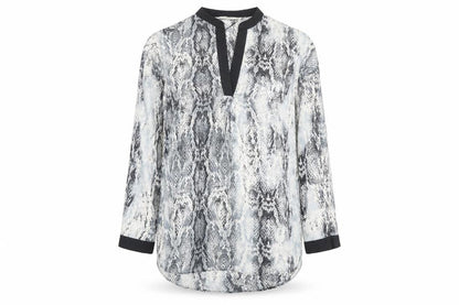 Zara Womens Multicoloured Animal Print Polyester Basic Blouse Size S V-Neck - Snake Print