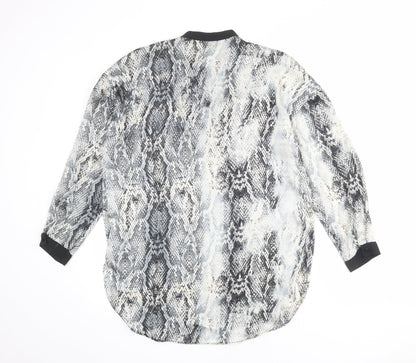 Zara Womens Multicoloured Animal Print Polyester Basic Blouse Size S V-Neck - Snake Print