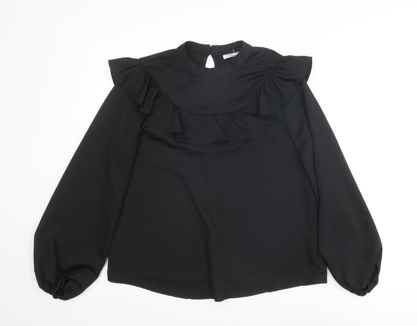Topshop Womens Black Polyester Basic Blouse Size 10 Round Neck