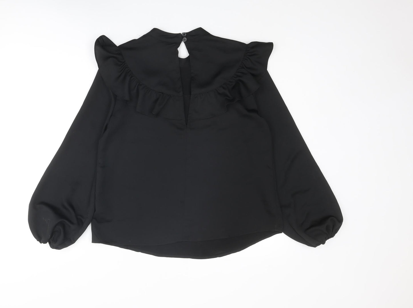 Topshop Womens Black Polyester Basic Blouse Size 10 Round Neck