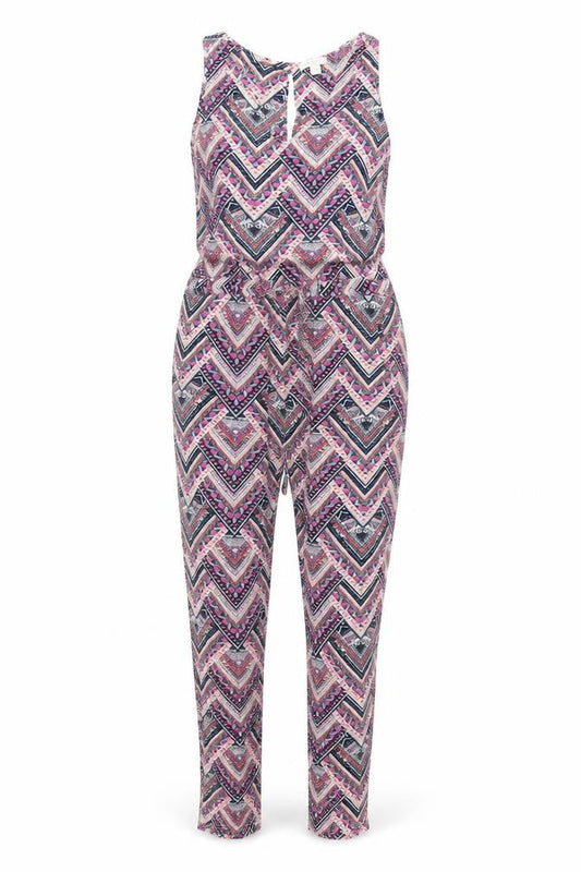Monsoon Womens Multicoloured Geometric Viscose Jumpsuit One-Piece Size 12 L28 in Button