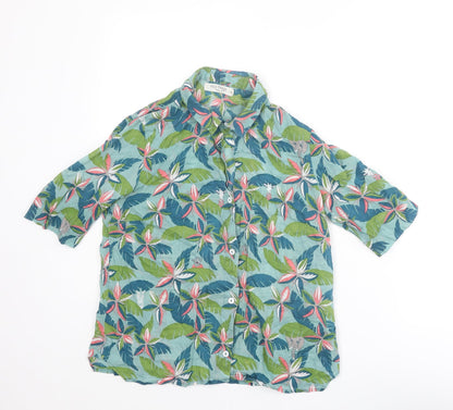 Nice Thing Paloma S. Womens Multicoloured Geometric Cotton Basic Button-Up Size 8 Collared