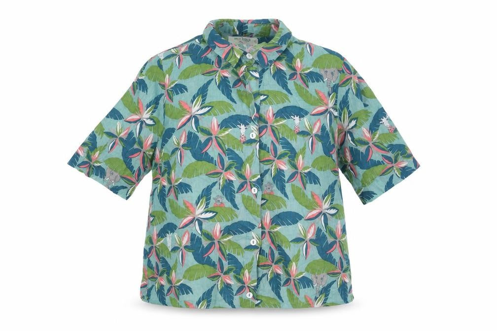 Nice Thing Paloma S. Womens Multicoloured Geometric Cotton Basic Button-Up Size 8 Collared