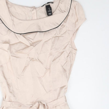 H&M Womens Pink Viscose Basic Blouse Size 6 Collared