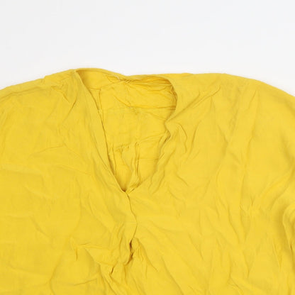 Phase Eight Womens Yellow Viscose Basic T-Shirt Size 12 V-Neck