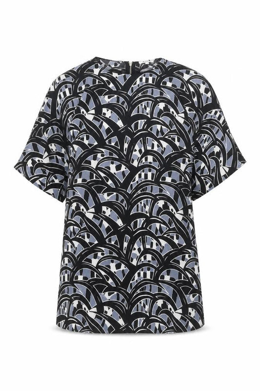Glamorous Womens Black Geometric Polyester T-Shirt Dress Size S Round Neck Zip