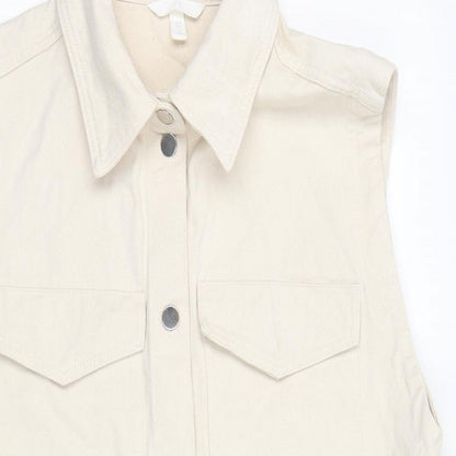 H&M Womens Ivory Jacket Waistcoat Size M Button