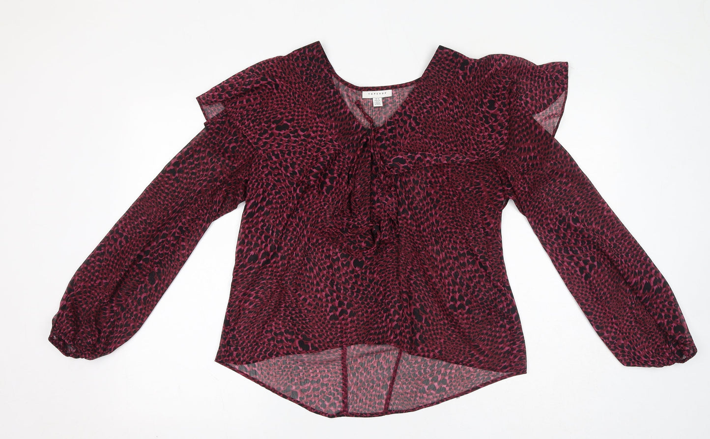 Topshop Womens Purple Geometric Polyester Basic Blouse Size 10 V-Neck