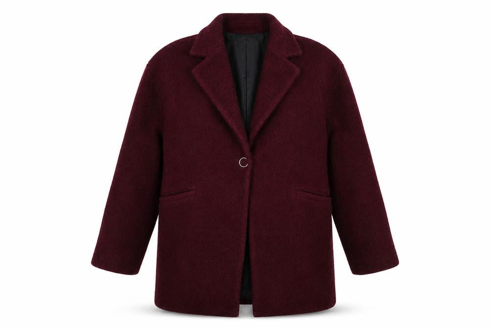 Mango Womens Red Overcoat Coat Size S Button
