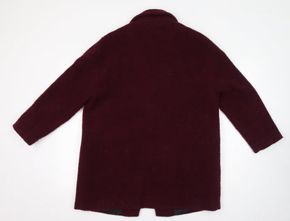 Mango Womens Red Overcoat Coat Size S Button