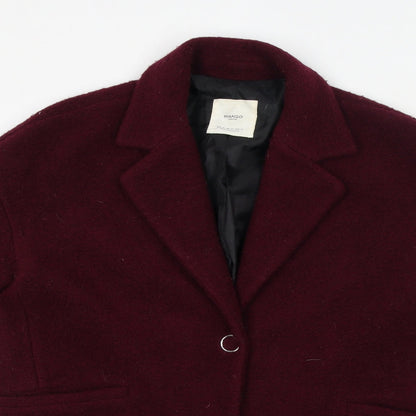 Mango Womens Red Overcoat Coat Size S Button
