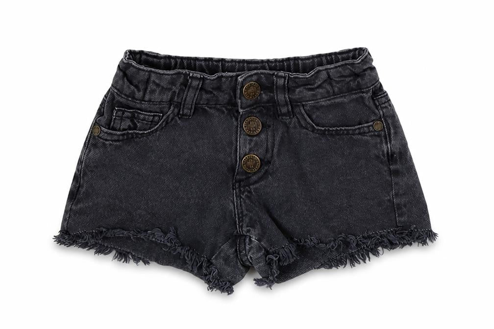 Marks & Spencer Girls Black Cotton Cut-Off Shorts Size 3-4 Years L3 in Regular Buckle