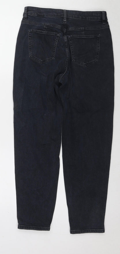 Marks & Spencer Womens Blue Cotton Tapered Jeans Size 10 L26 in Regular Zip