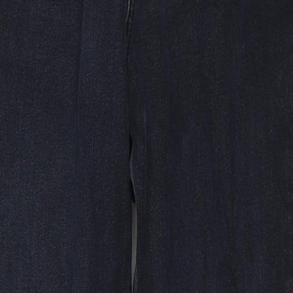 Marks & Spencer Womens Blue Cotton Tapered Jeans Size 10 L26 in Regular Zip