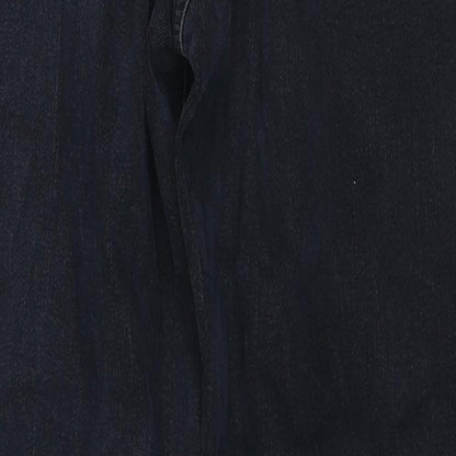Marks & Spencer Womens Blue Cotton Tapered Jeans Size 10 L26 in Regular Zip