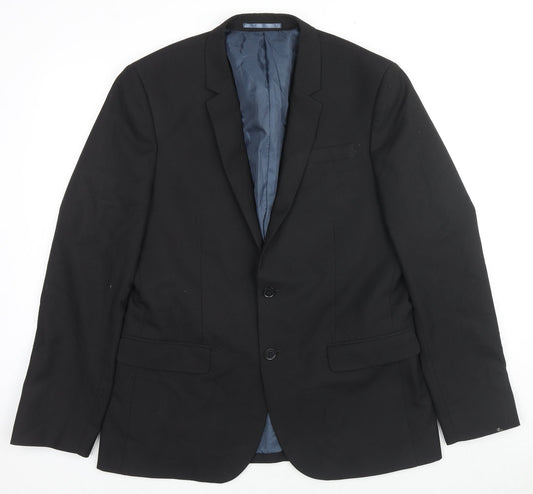 River Island Mens Black Polyester Jacket Suit Jacket Size 42 Regular