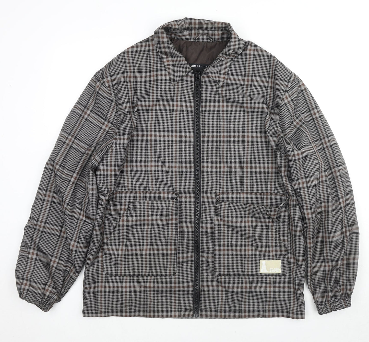 ASOS Womens Grey Plaid Jacket Size L Zip