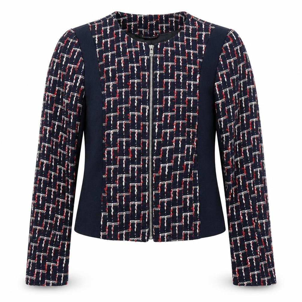 H&M Womens Blue Geometric Jacket Size 4 Zip