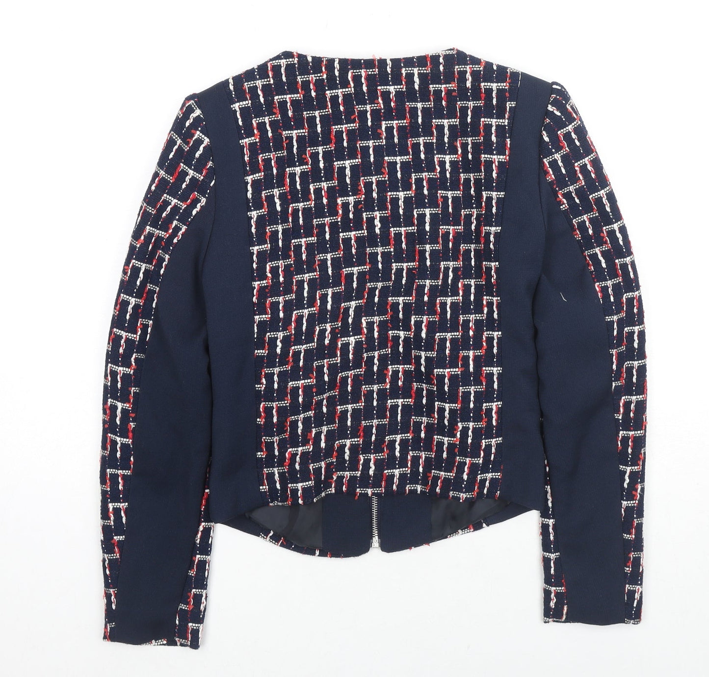 H&M Womens Blue Geometric Jacket Size 4 Zip