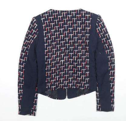 H&M Womens Blue Geometric Jacket Size 4 Zip