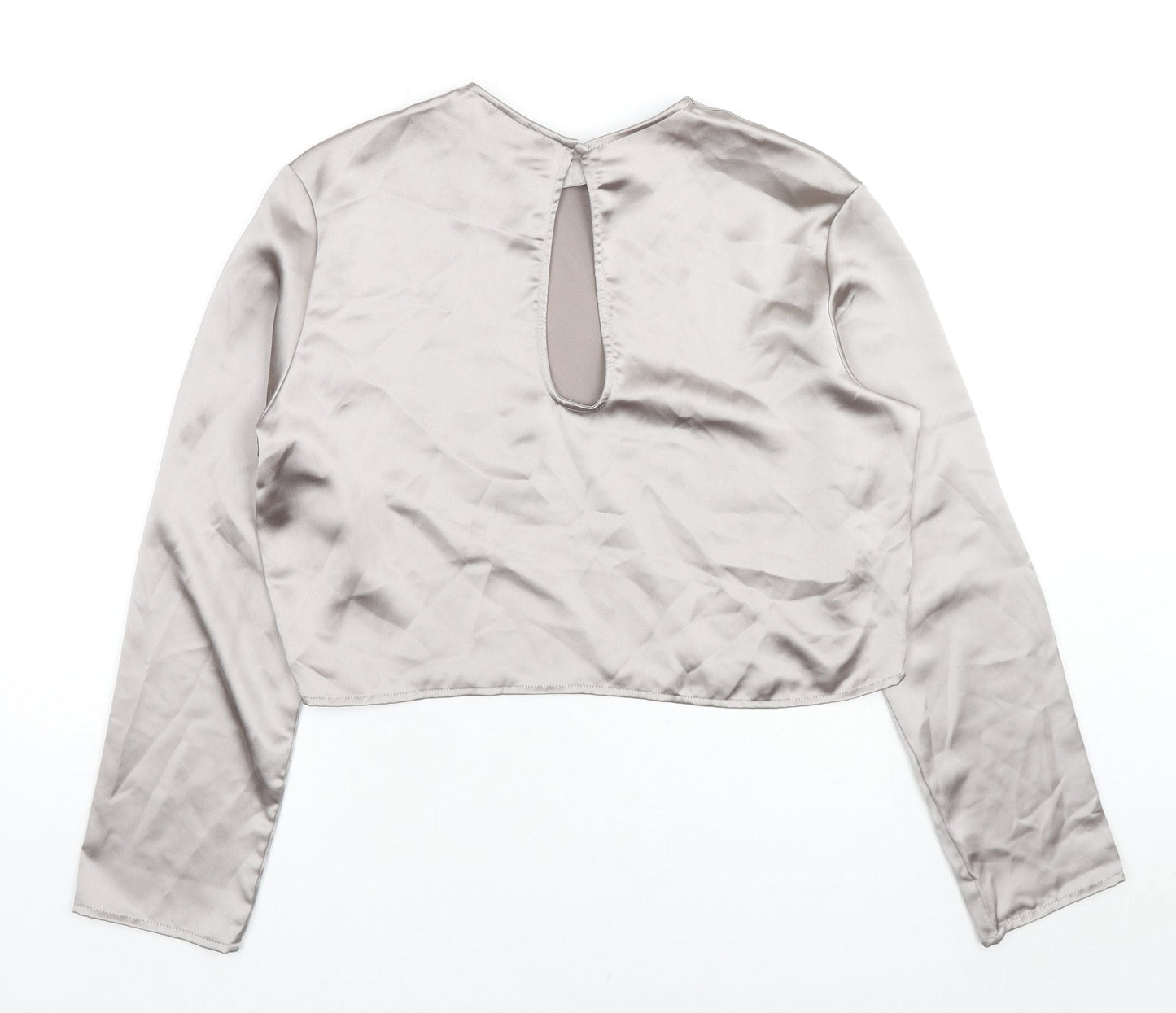 H&M Womens Beige Polyester Basic Blouse Size XS Round Neck
