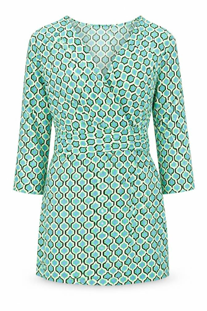 Zara Womens Multicoloured Geometric Polyester Mini Size S V-Neck Zip