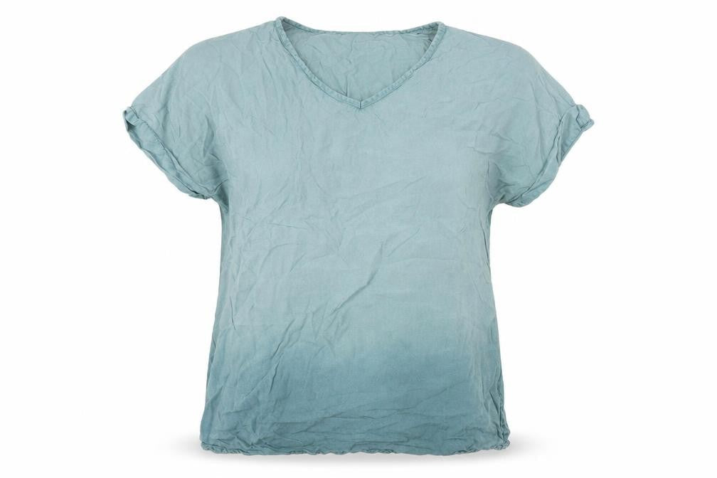 Viz-A-Viz Womens Blue Viscose Basic Blouse Size M V-Neck - Ombré