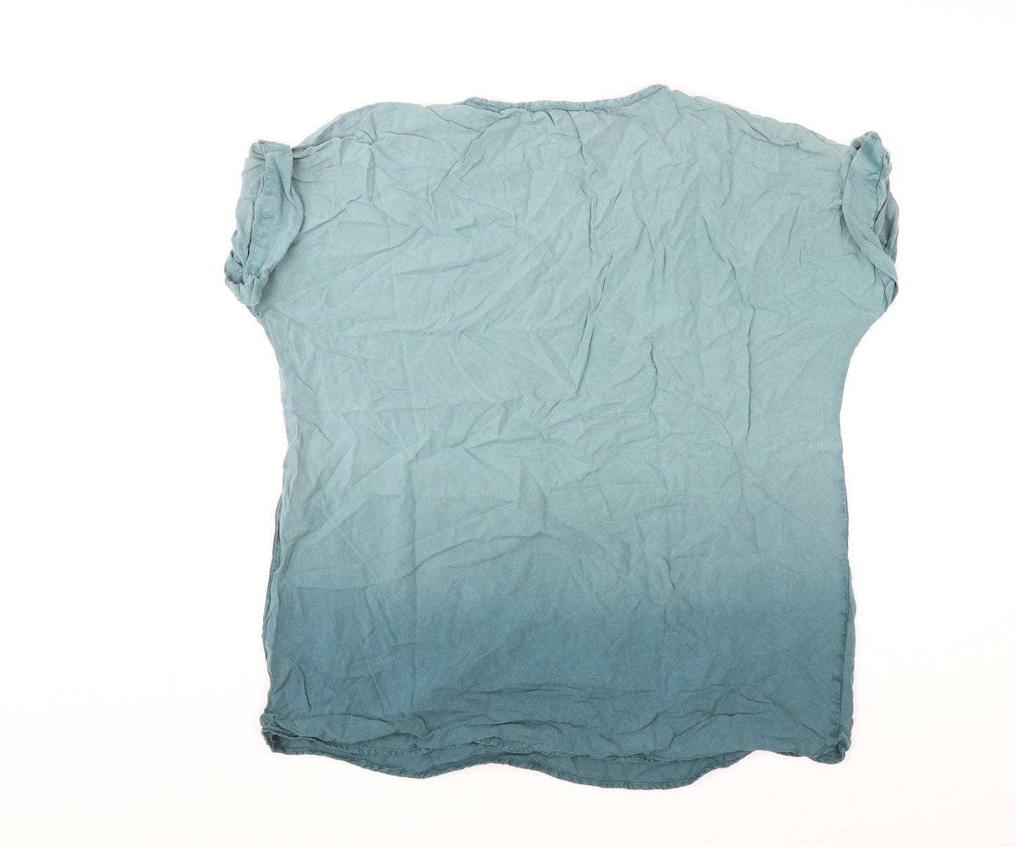 Viz-A-Viz Womens Blue Viscose Basic Blouse Size M V-Neck - Ombré