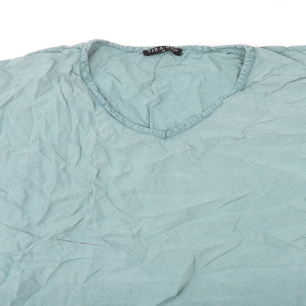 Viz-A-Viz Womens Blue Viscose Basic Blouse Size M V-Neck - Ombré