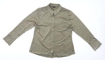 Next Womens Brown Polyester Basic Button-Up Size 18 Collared