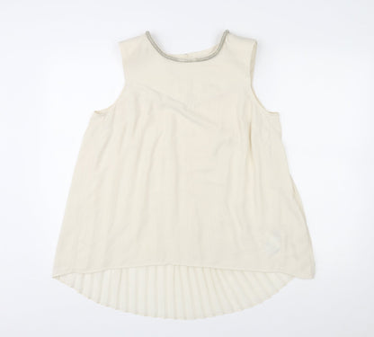 Oasis Womens Ivory Polyester Basic Tank Size 12 Round Neck