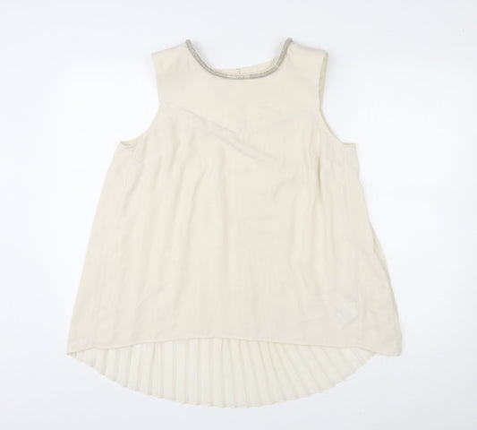 Oasis Womens Ivory Polyester Basic Tank Size 12 Round Neck