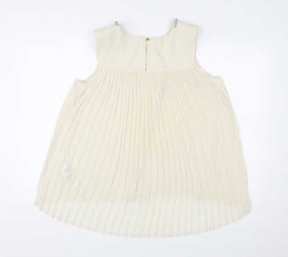 Oasis Womens Ivory Polyester Basic Tank Size 12 Round Neck