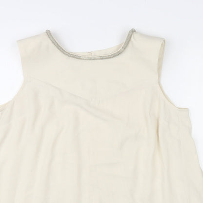 Oasis Womens Ivory Polyester Basic Tank Size 12 Round Neck