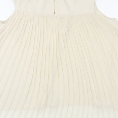 Oasis Womens Ivory Polyester Basic Tank Size 12 Round Neck
