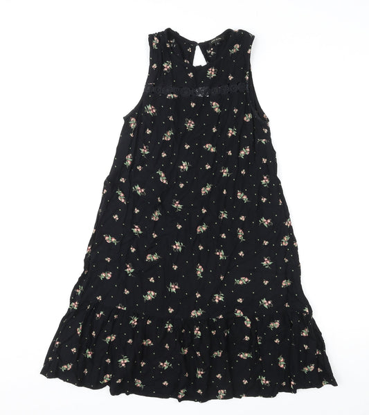 River Island Womens Multicoloured Floral Viscose Skater Dress Size 6 Round Neck Pullover