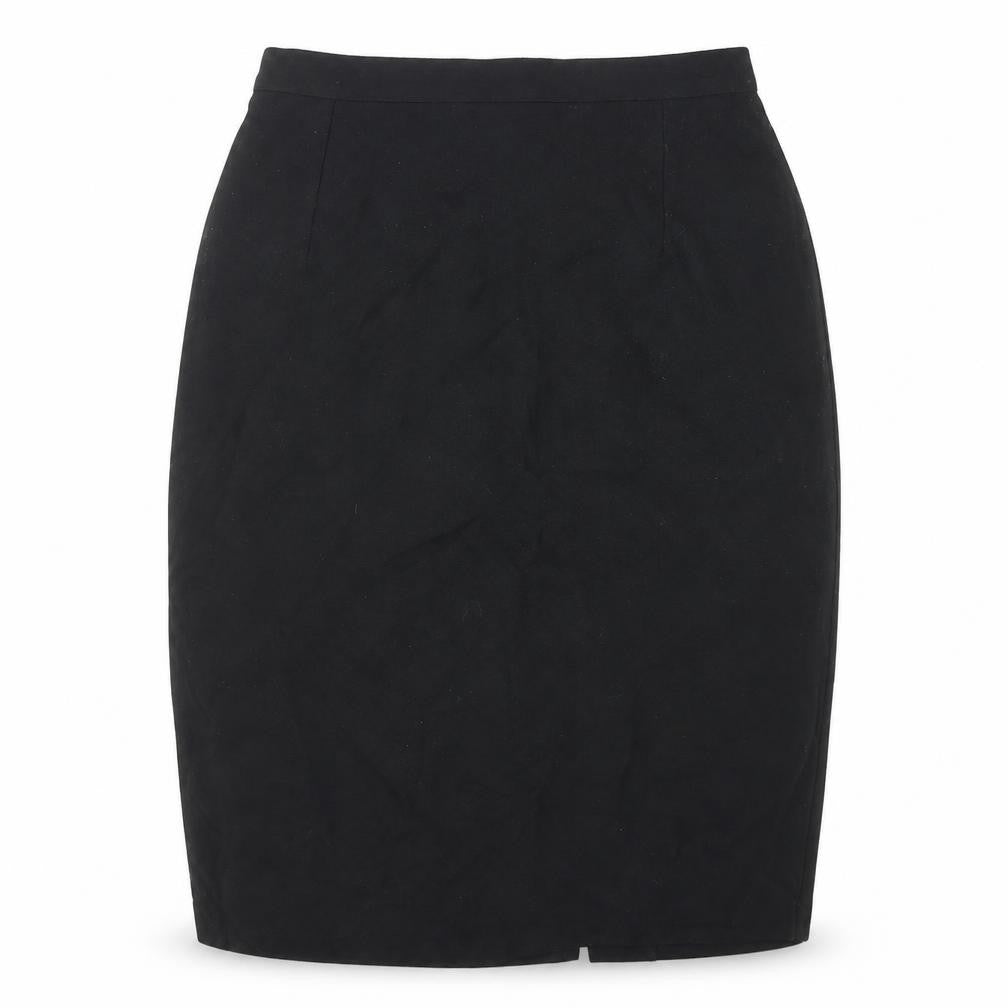 St Michael Womens Black Polyester Straight & Pencil Skirt Size 12 Zip