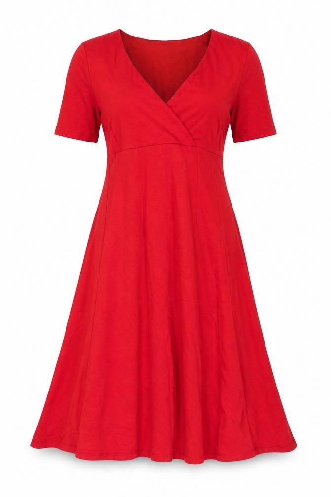 Country Casuals Womens Red Viscose A-Line Size S V-Neck Pullover
