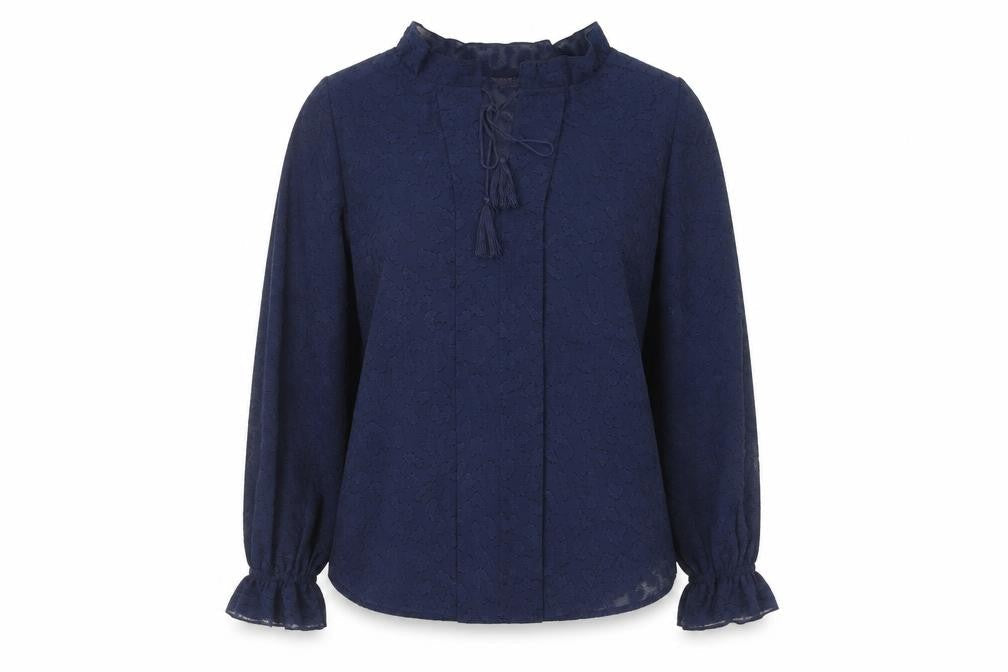 Marks & Spencer Womens Blue Animal Print Polyester Basic Blouse Size 8 V-Neck