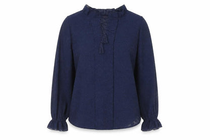 Marks & Spencer Womens Blue Animal Print Polyester Basic Blouse Size 8 V-Neck
