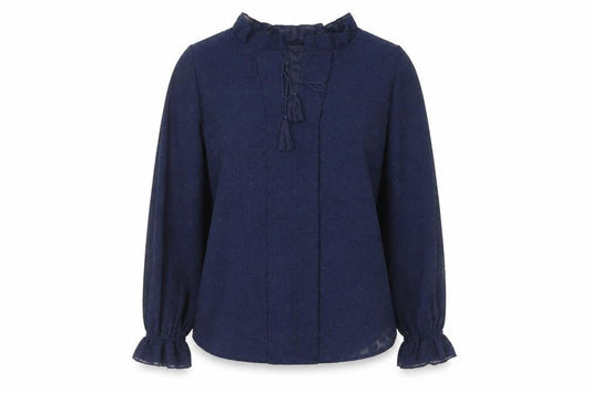 Marks and Spencer Womens Blue Animal Print Polyester Basic Blouse Size 8 V-Neck